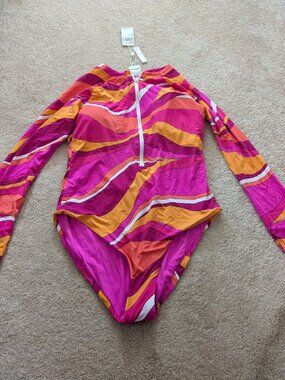 Trina Turk Long Sleeve Open Back Swim Sun Shirt